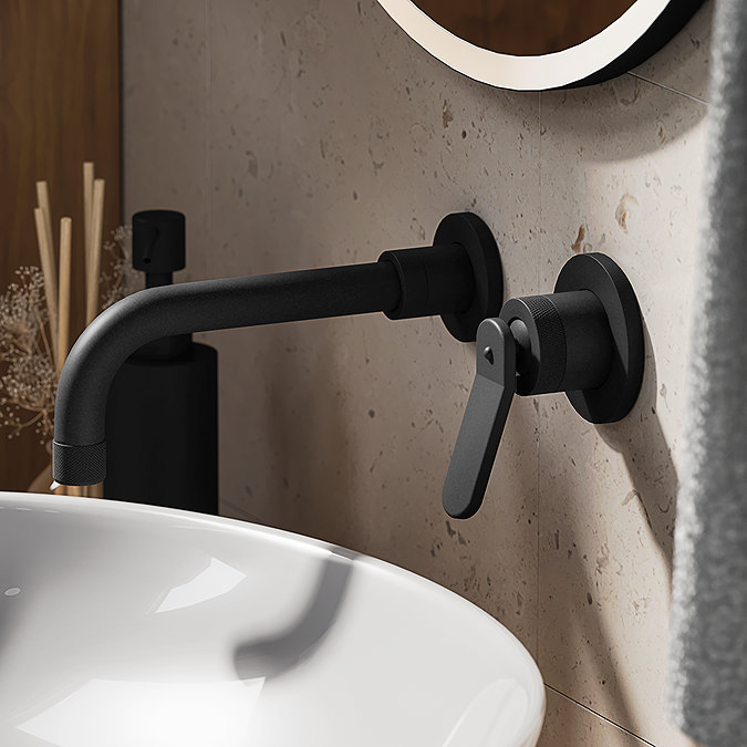 Huxley Matt Black 2 Hole Basin Mixer Tap