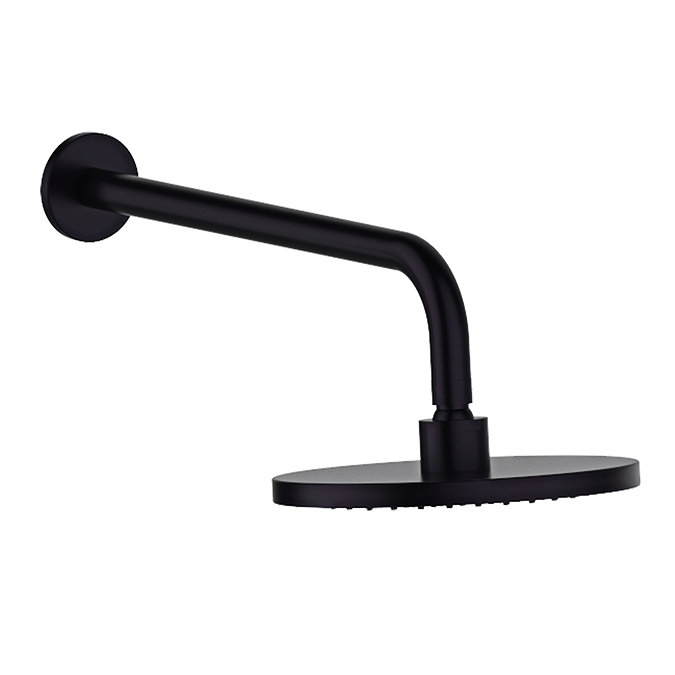 Huxley Matt Black 200mm Shower Head & Fixed Wall Mounted Arm