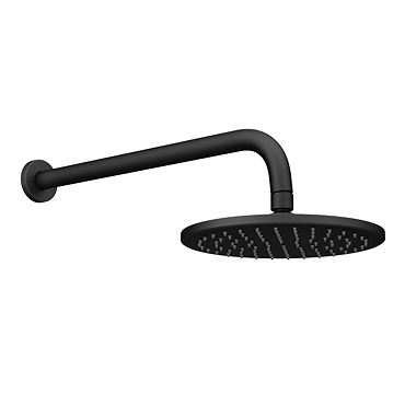 Huxley Matt Black 200mm Shower Head & Fixed Wall Mounted Arm