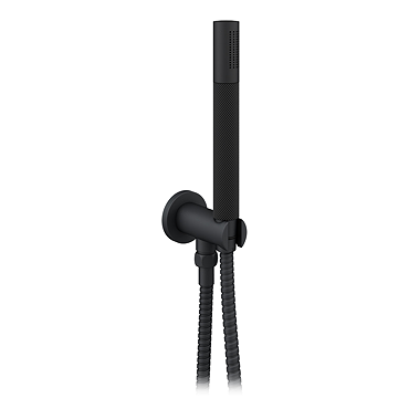 Huxley Matt Black Outlet Elbow with Parking Bracket, Flex and Knurled Handset