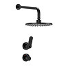 Huxley Matt Black Round Thermostatic Shower Pack with Concealed Valve + Head