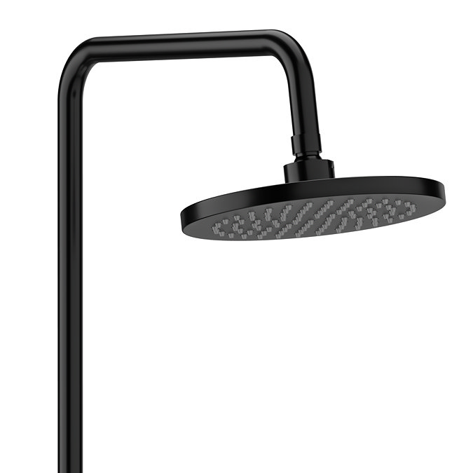 Huxley Matt Black Round Thermostatic Shower with Knurled Detailing