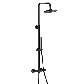 Huxley Matt Black Round Thermostatic Shower with Knurled Detailing
