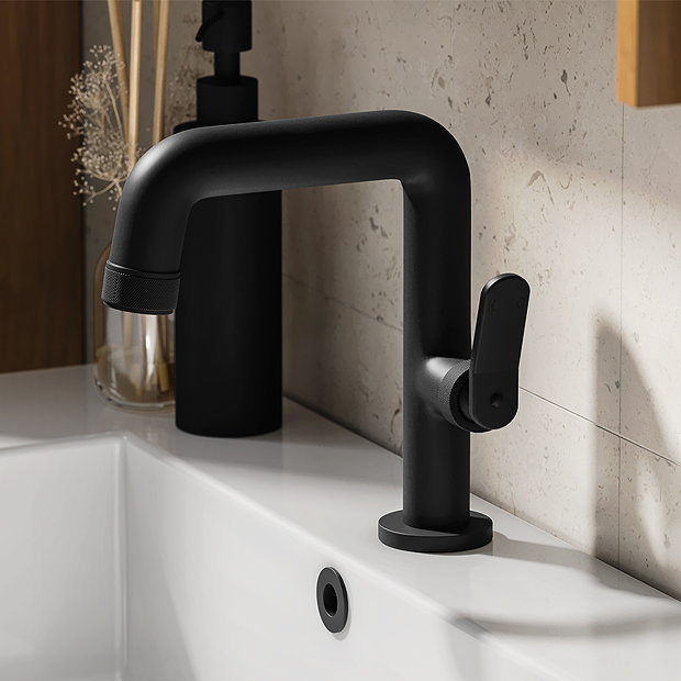 Huxley Industrial Style Single Lever Mono Basin Mixer Tap Matt Black