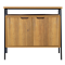 Huxley Oak & Matt Black 900mm Countertop Vanity Unit with Rectangular Gloss White Basin