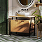 Huxley Oak & Matt Black Bathroom Suite - 900mm Vanity with Basin, Tall Shelf Unit & Mirrored Tallboy