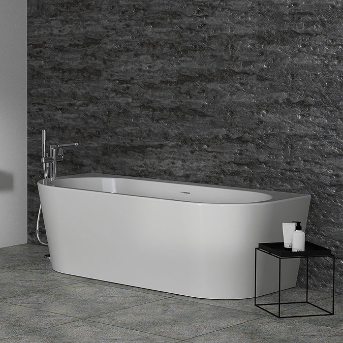 Ideal Standard Adapto 1800 x 800mm D-Shape Freestanding Bath with Clicker Waste - T466001  Standard 