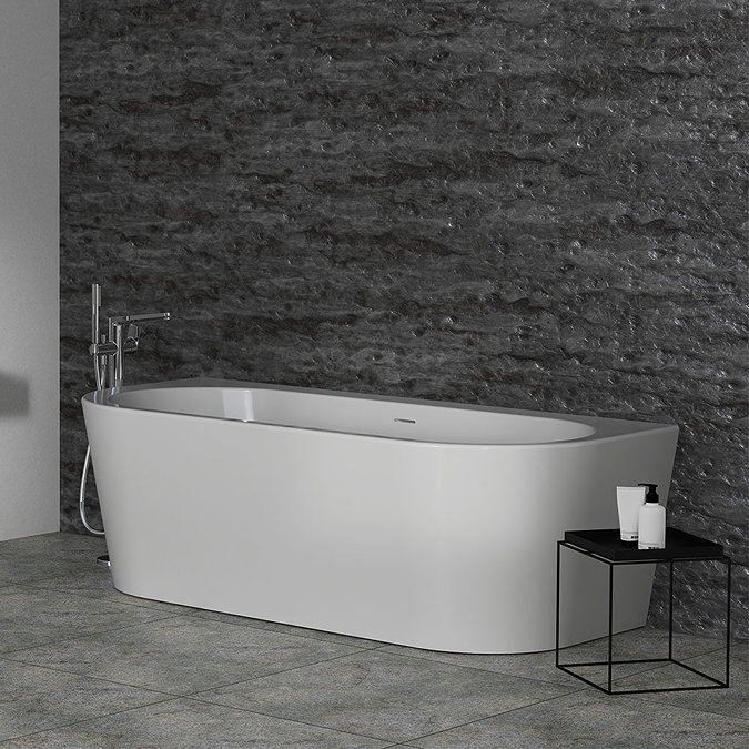 Ideal Standard Adapto 1800 x 800mm D-Shape Freestanding Bath with Clicker Waste - T466001 Standard