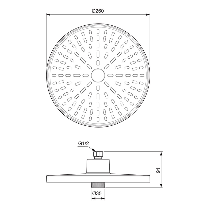 Ideal Standard Alu+ Chrome 260mm Round Shower Head 2 Function