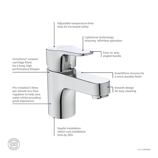 Ideal Standard Cerabase Mini Basin Mixer with Click Waste