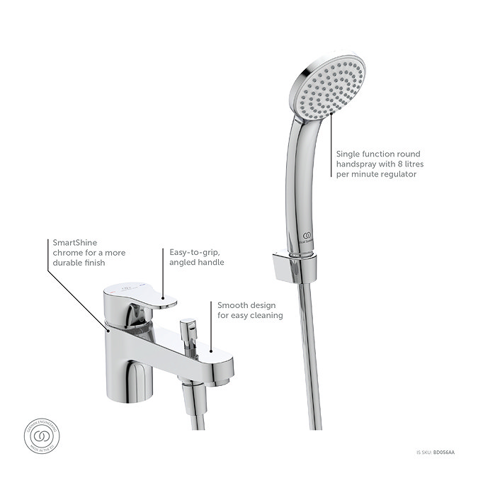 Ideal Standard Cerabase Single Lever Bath Shower Mixer with Shower Set