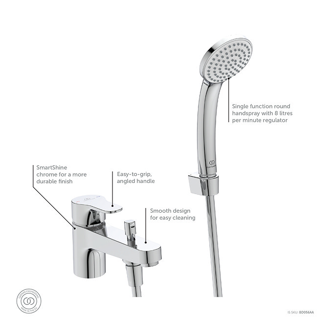 Ideal Standard Cerabase Single Lever Bath Shower Mixer with Shower Set