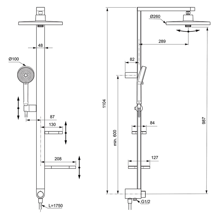 Ideal Standard Ceraflow Alu+ Bronze Shower Kit with Fixed Head & Handset