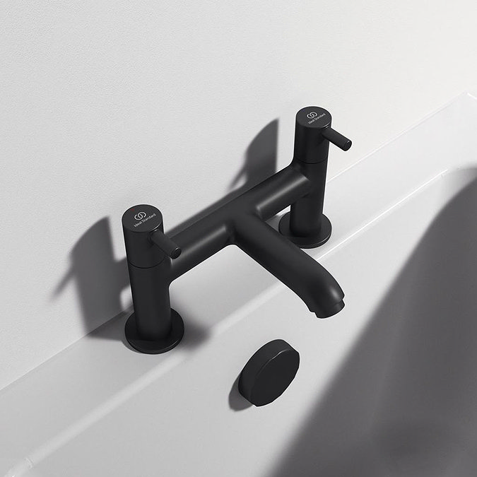 Ideal Standard Ceraline Silk Black 2 Tap Hole Bath Filler Standard Large Image