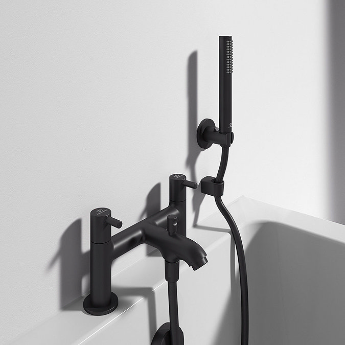 Ideal Standard Ceraline Silk Black 2 Tap Hole Bath Shower Mixer Profile Large Image