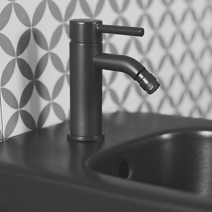 Ideal Standard Ceraline Silk Black Bidet Mixer with Pop-up Waste Feature Large Image