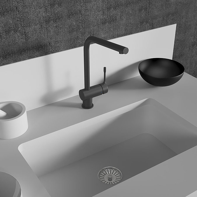 Ideal Standard Ceralook Silk Black Single Lever L-Shape Spout Kitchen Mixer In Bathroom Large Image