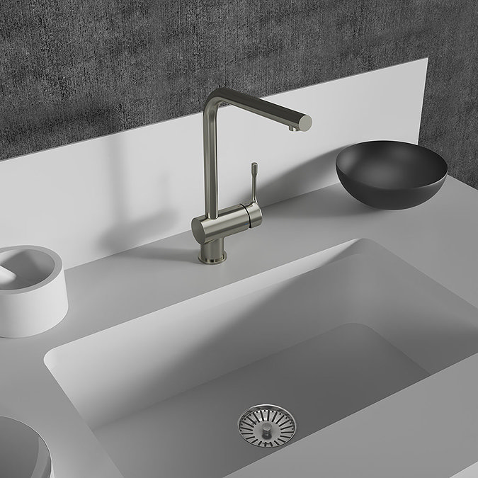 Ideal Standard Ceralook Silver Storm Single Lever L-Shape Spout Kitchen Mixer In Bathroom Large Ima