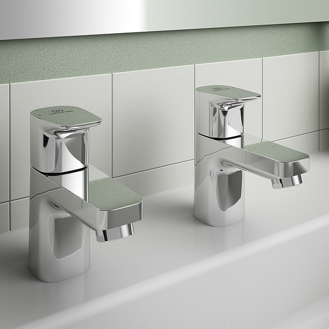 Ideal Standard Ceraplan Basin Pillar Taps - BD247AA  In Bathroom Large Image