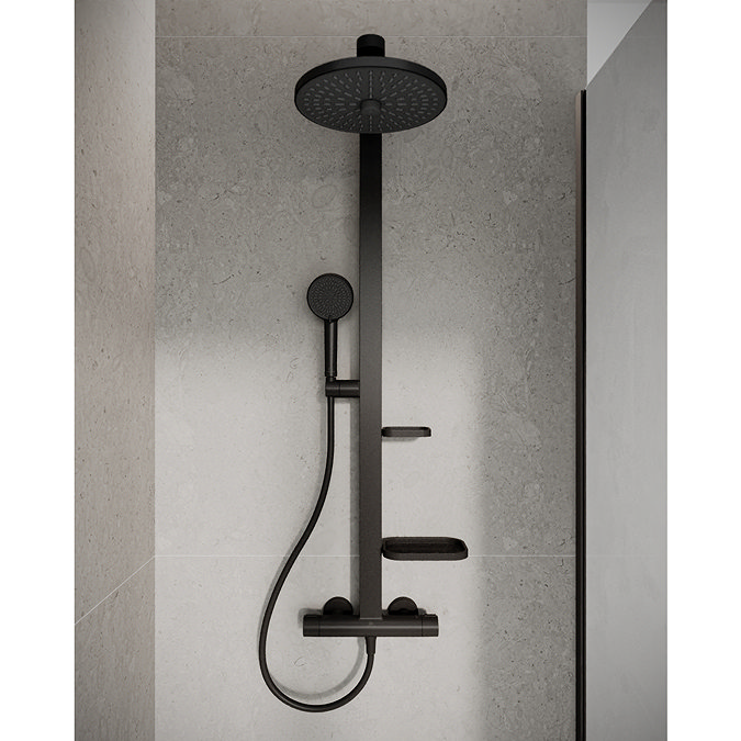 Ideal Standard Ceratherm Alu+ Silk Black Exposed Thermostatic Shower System