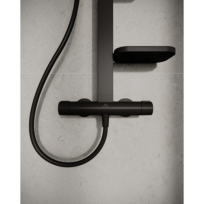 Ideal Standard Ceratherm Alu+ Silk Black Exposed Thermostatic Shower System