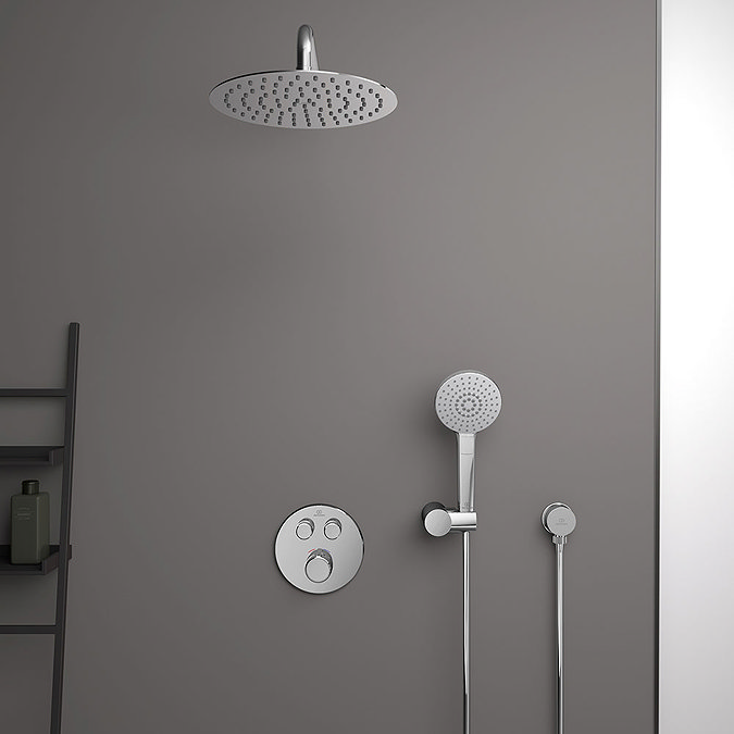 Ideal Standard Ceratherm Navigo Chrome Built-In Thermostatic 2 Outlet Round Shower Mixer + Easybox  