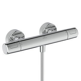 CERATHERM T25 N | Exposed shower mixer 315x100x70 mm in chrome finish, 22 l/min (3 bar) | Thermostatic function, Water & Energy savings, Safety stop, SmartShine
