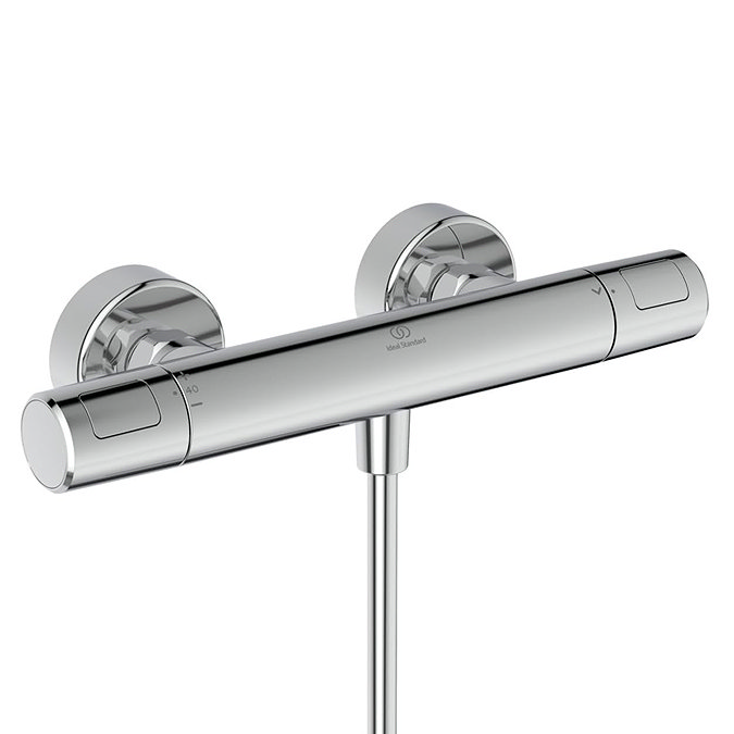 CERATHERM T25 N | Exposed shower mixer 315x100x70 mm in chrome finish, 22 l/min (3 bar) | Thermostatic function, Water & Energy savings, Safety stop, SmartShine