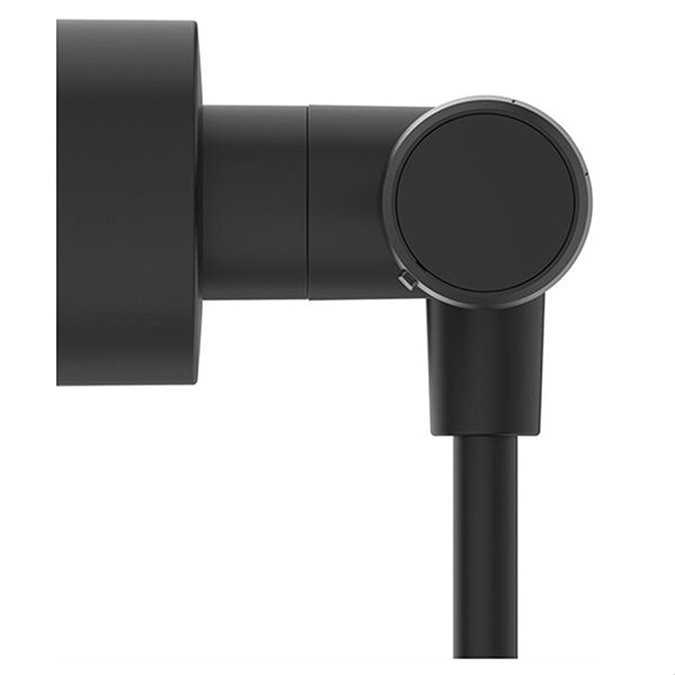Side view of the Ideal Standard Ceratherm T25 N Exposed Thermostatic Shower Mixer in black, pictured on a white background.