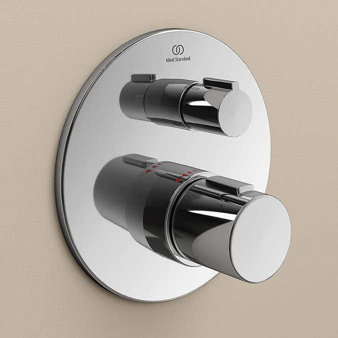 Ideal Standard Ceratherm T100 Chrome Built-In Thermostatic 2 Outlet Round Shower Mixer + Easybox Fe