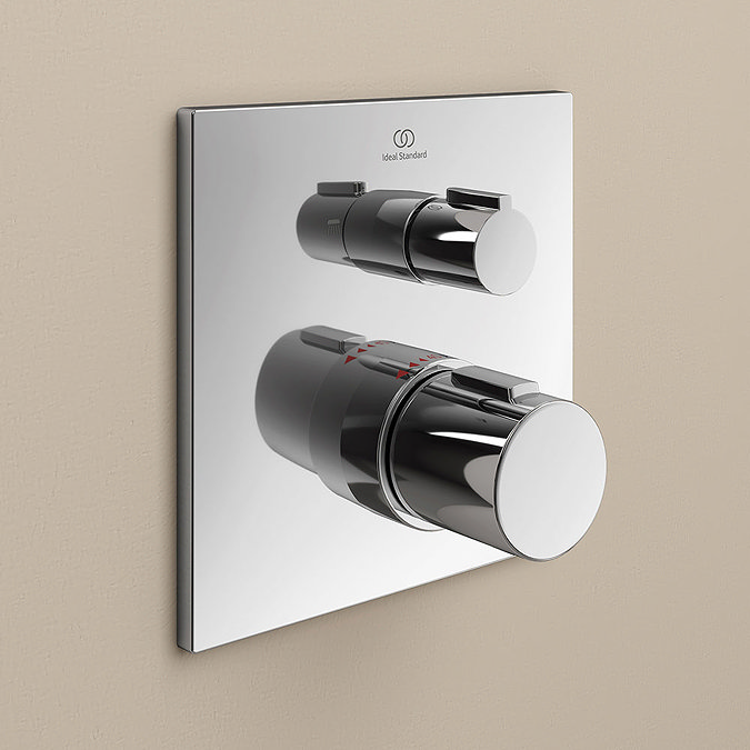 Ideal Standard Ceratherm T100 Chrome Built-In Thermostatic 2 Outlet Square Shower Mixer + Easybox F