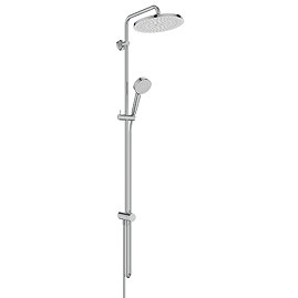 Angled-front view of the Ideal Standard Ceratwist T25 Exposed Shower Kit with Fixed Head & Handset - 12 l/min on a white background.