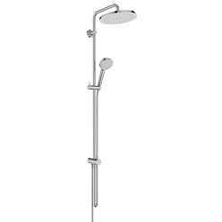 Angled-front view of the Ideal Standard Ceratwist T25 Exposed Shower Kit with Fixed Head & Handset - 8 l/min pictured on a white background.
