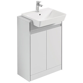 Ideal Standard Concept Air 600mm Floor Standing 2 Door Vanity Unit - Gloss White/Matt White Large Im