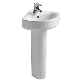 Ideal Standard Concept Arc 45cm 1TH Corner Handrinse Basin & Pedestal Large Image