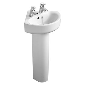 Ideal Standard Concept Arc 45cm 2TH Corner Handrinse Basin & Pedestal Large Image