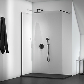 Ideal Standard Connect 2 Silk Black 1000mm Wetroom Panel + Straight Bracing Bracket Large Image