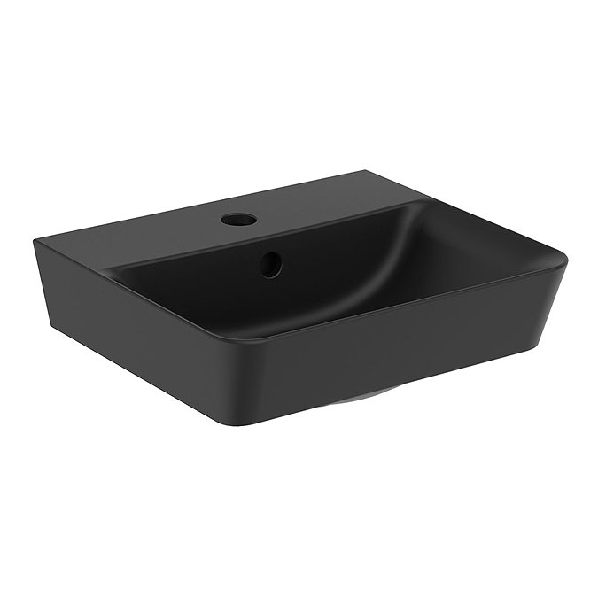 Ideal Standard Connect Air Cube Silk Black 400mm Wall Mounted / Vanity Basin - E0307V3  Profile Larg