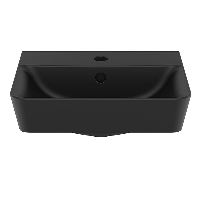 Ideal Standard Connect Air Cube Silk Black 400mm Wall Mounted / Vanity Basin - E0307V3  Feature Larg