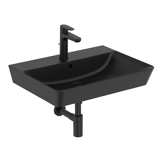 Ideal Standard Connect Air Cube Silk Black 600mm Wall Mounted / Vanity Basin - E0298V3 Profile Larg