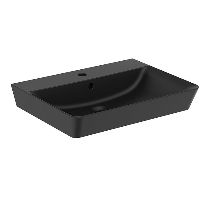 Ideal Standard Connect Air Cube Silk Black 600mm Wall Mounted / Vanity Basin - E0298V3  additional L