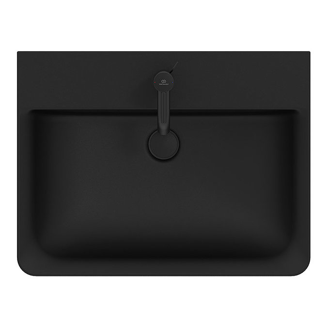 Ideal Standard Connect Air Cube Silk Black 600mm Wall Mounted / Vanity Basin - E0298V3 In Bathroom