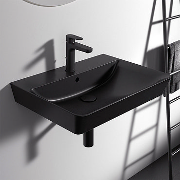 Ideal Standard Connect Air Cube Silk Black 600mm Wall Mounted / Vanity Basin - E0298V3  Profile Larg