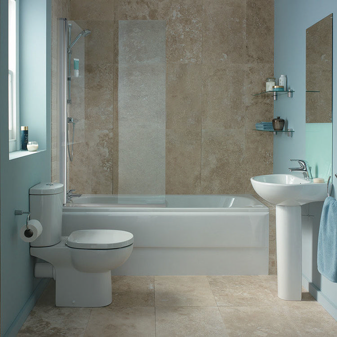 Ideal Standard Connect Angle Bath Screen (1400 x 800mm) - T9923EO  In Bathroom Large Image