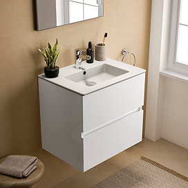 Ideal Standard Eurovit+ 50cm Wall Hung 2 Drawer Vanity Unit with Basin - Gloss White