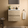 Ideal Standard Eurovit+ 50cm Wall Hung 2 Drawer Vanity Unit with Basin - Natural Oak