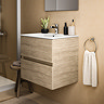 Ideal Standard Eurovit+ 50cm Wall Hung 2 Drawer Vanity Unit with Basin - Natural Oak