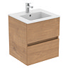 Ideal Standard Eurovit+ 50cm Wall Hung 2 Drawer Vanity Unit with Basin - Natural Oak