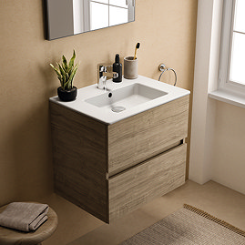 Ideal Standard Eurovit+ 50cm Wall Hung 2 Drawer Vanity Unit with Basin - Natural Oak