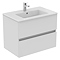 Ideal Standard Eurovit+ 70cm Wall Hung 2 Drawer Vanity Unit with Basin - Gloss White